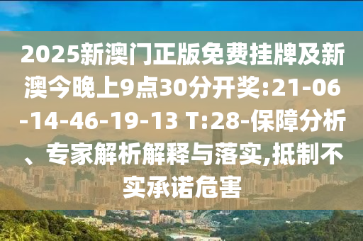 2025新澳門正版免費掛牌及新澳今晚上9點30分開獎:21-06-14-46-19-13 T:28-保障分析、專家解析解釋與落實,抵制不實承諾危害