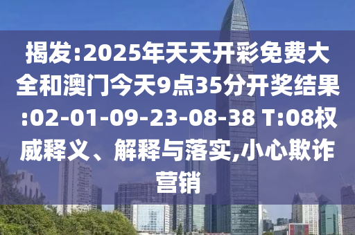 揭發(fā):2025年天天開彩免費大全和澳門今天9點35分開獎結(jié)果:02-01-09-23-08-38 T:08權(quán)威釋義、解釋與落實,小心欺詐營銷