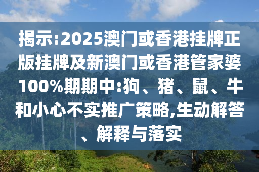 揭示:2025澳門或香港掛牌正版掛牌及新澳門或香港管家婆100%期期中:狗、豬、鼠、牛和小心不實(shí)推廣策略,生動(dòng)解答、解釋與落實(shí)